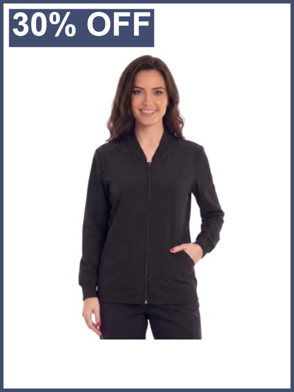 Women's Scrub Jacket Zip Front 4-Way Stretch Slim Fit Medical Uniform